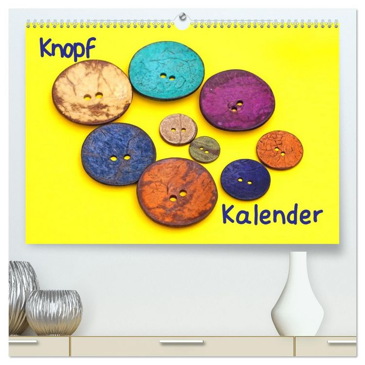 Produktbild: Knopfkalender (hochwertiger Premium Wandkalender 2026 DIN A2 quer), Kunstdruck in Hochglanz