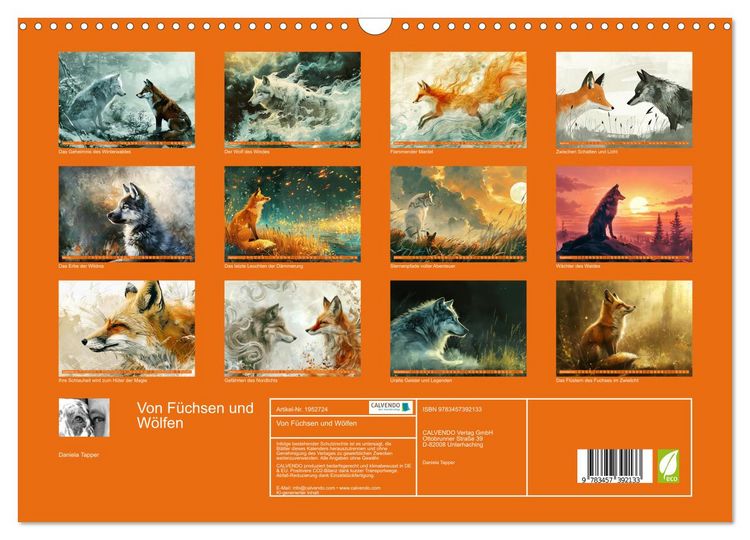 Produktbild: Von F&uuml;chsen und W&ouml;lfen (Wandkalender 2026 DIN A3 quer), CALVENDO Monatskalender