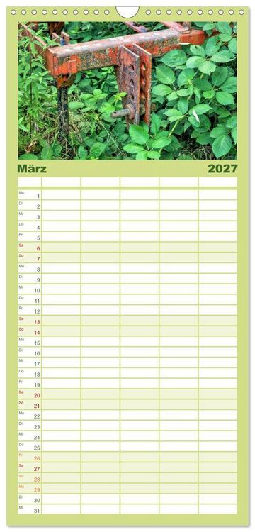 Produktbild: Familienplaner 2027 - Landmaschinen im Dornr&ouml;schenschlaf mit 5 Spalten (Wandkalender, 21 x 45 cm) CALVENDO