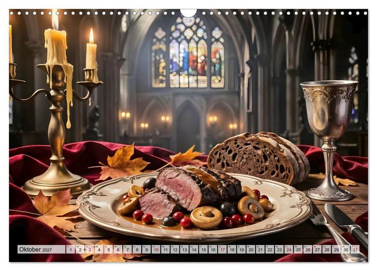 Produktbild: Schattenbankett - Gothic Fine Dining &ndash; 12 Men&uuml;s in dunkler Eleganz (Wandkalender 2027 DIN A3 quer), CALVENDO Monatskalender