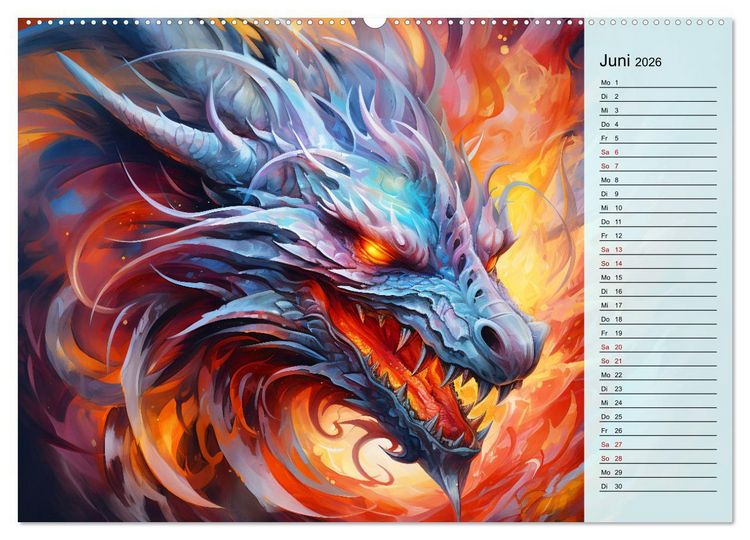 Produktbild: Drachen-Jahr - Kalenderplaner im Stile des chinesischen Tierkreiszeichens (Wandkalender 2026 DIN A2 quer), CALVENDO Monatskalender