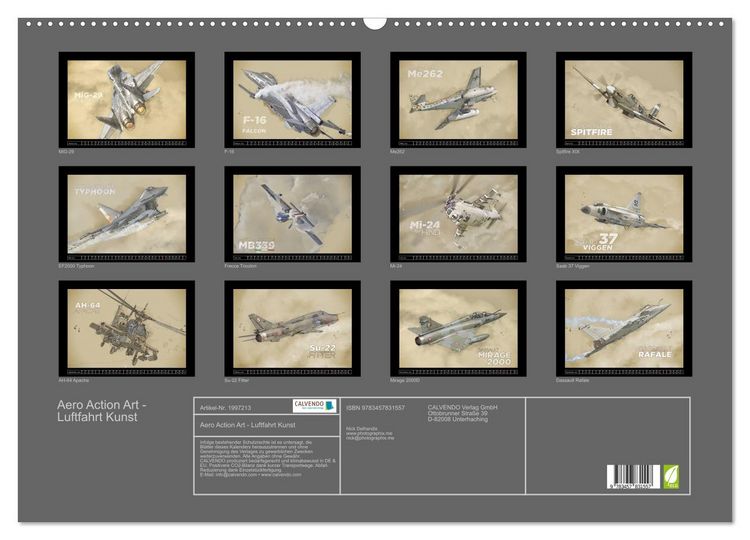Produktbild: Aero Action Art - Luftfahrt Kunst (Wandkalender 2026 DIN A2 quer), CALVENDO Monatskalender