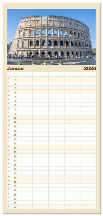 Produktbild: Familienplaner 2026 - Rom - Am Tag und in der Nacht mit 5 Spalten (Wandkalender, 21 x 45 cm) CALVENDO
