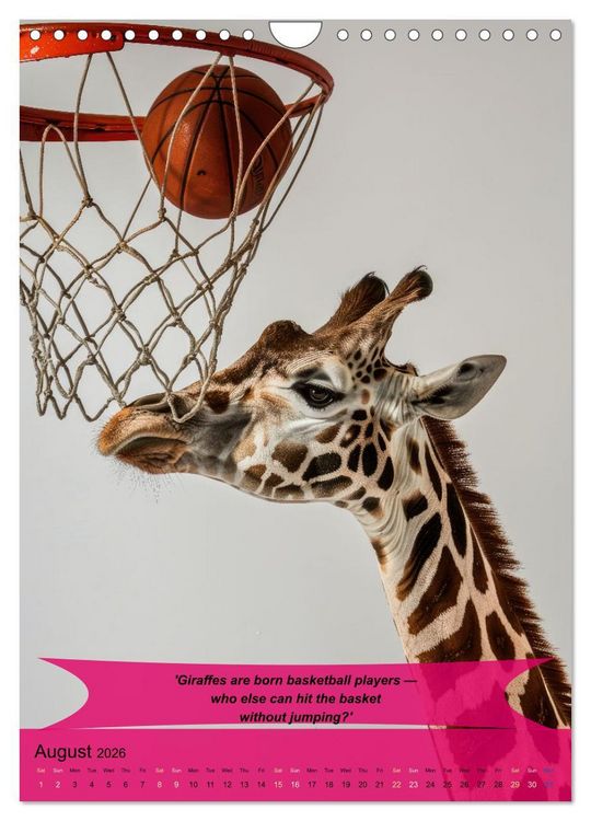 Produktbild: Basketball with funny animals (Wall Calendar 2026 DIN A4 portrait), CALVENDO 12 Month Wall Calendar