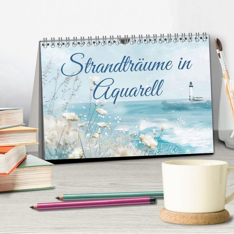 Produktbild: Strandtr&auml;ume in Aquarell (Tischkalender 2026 DIN A5 quer), CALVENDO Monatskalender