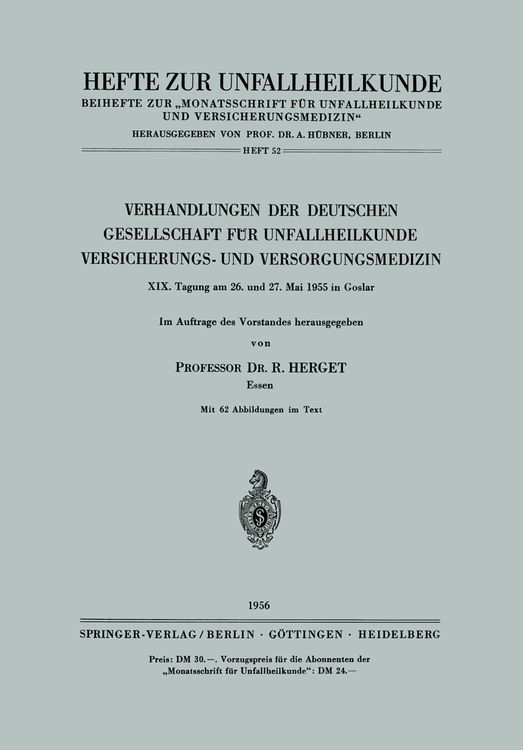 Produktbild: Verhandlungen der Deutschen Gesellschaft f&uuml;r Unfallheilkunde Versicherungs- und Versorgungsmedizin