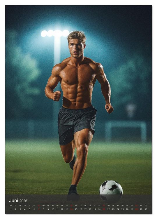 Produktbild: SEXY JUNGS - Nackte Haut beim Fu&szlig;ball (Tischkalender 2026 DIN A5 hoch), CALVENDO Monatskalender