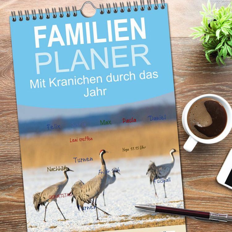 Produktbild: Familienplaner 2026 - Mit Kranichen durch das Jahr mit 5 Spalten (Wandkalender, 21 x 45 cm) CALVENDO