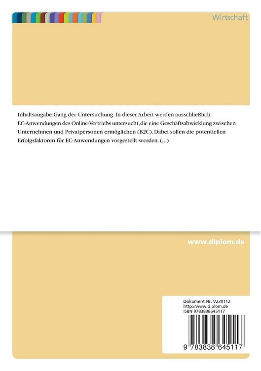 Produktbild: Erfolgsfaktoren des Online-Vertriebs im Business-to-Consumer E-Commerce