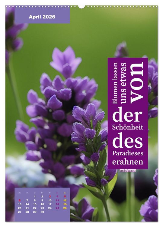 Produktbild: Verr&uuml;ckt nach BLUMEN Artwork - Farben - Zitate (Wandkalender 2026 DIN A2 hoch), CALVENDO Monatskalender