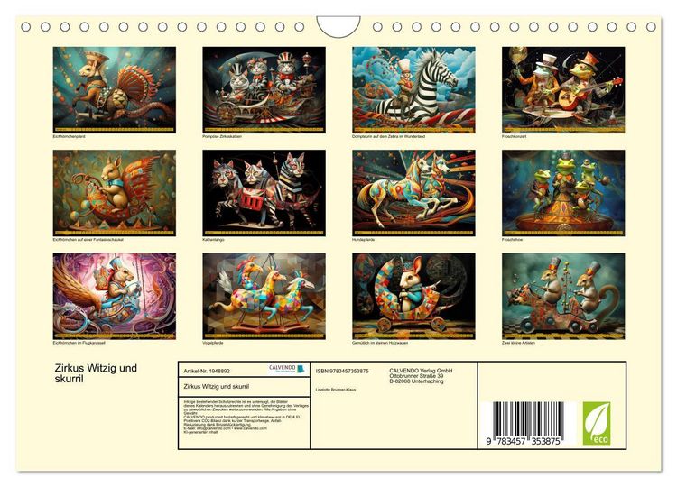Produktbild: Zirkus Witzig und skurril (Wandkalender 2026 DIN A4 quer), CALVENDO Monatskalender