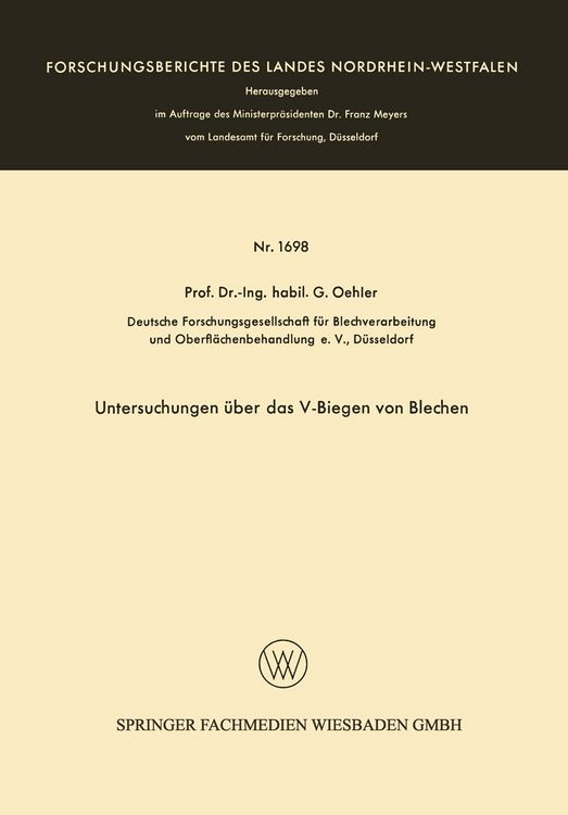 Produktbild: Untersuchungen &uuml;ber das V-Biegen von Blechen