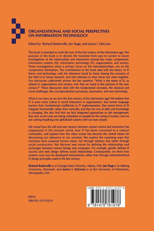 Produktbild: Organizational and Social Perspectives on Information Technology