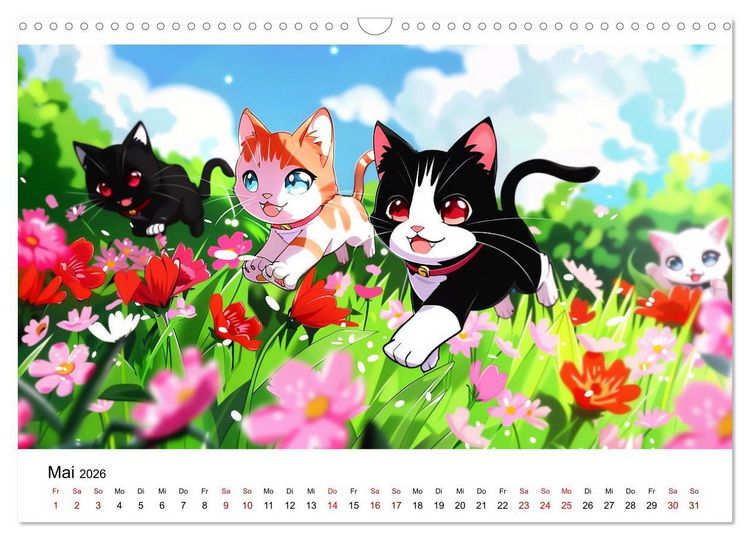 Produktbild: Anime Cats (Wandkalender 2026 DIN A3 quer), CALVENDO Monatskalender