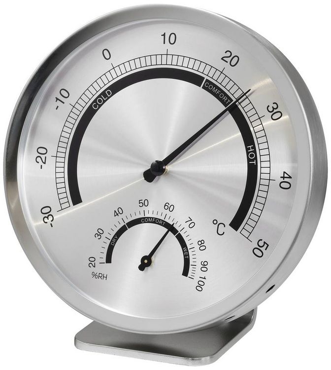 Produktbild: Thermo-/Hygrometer Silber 6034HIC