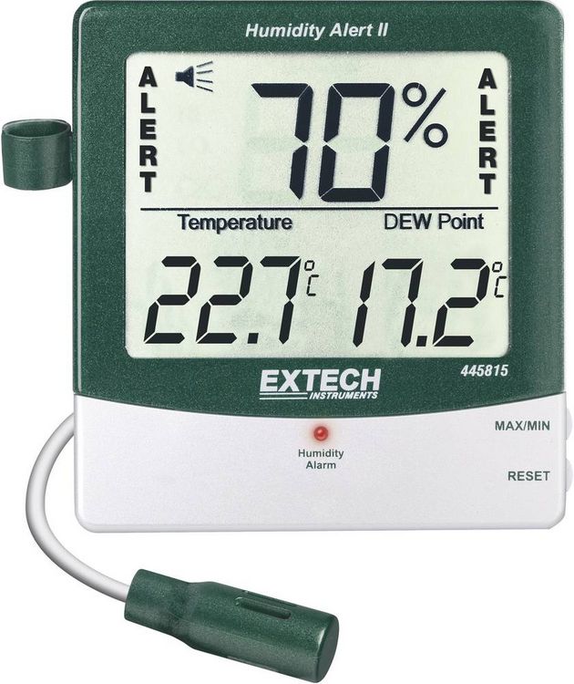 Produktbild: Extech 445815 Luftfeuchtemessger&auml;t (Hygrometer) 10% rF 99% rF Taupunkt-/Schimmelwarnanzeige
