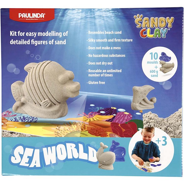 Produktbild: Creativ Company Sandy Clay, Wasserwelt, Natur, 1 Set, 10 F&ouml;rmchen + 600g Sand