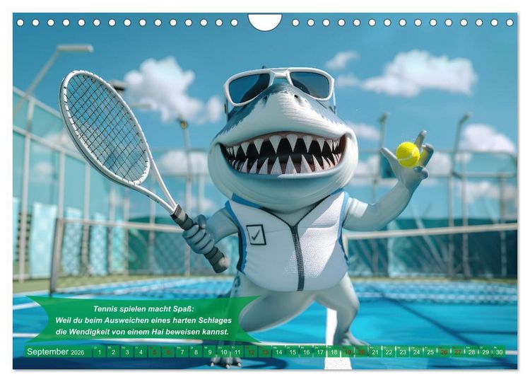 Produktbild: Der tierisch lustige Tennis-Kalender (Wandkalender 2026 DIN A4 quer), CALVENDO Monatskalender