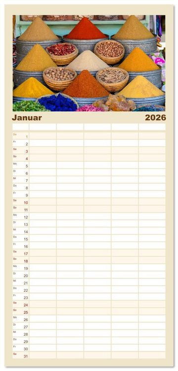 Produktbild: Familienplaner 2026 - M&auml;rchenhaftes Marokko mit 5 Spalten (Wandkalender, 21 x 45 cm) CALVENDO