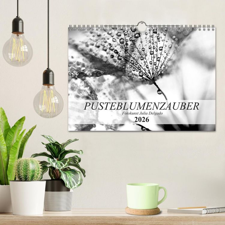 Produktbild: Pusteblumenzauber in schwarzwei&szlig; (Wandkalender 2026 DIN A4 quer), CALVENDO Monatskalender