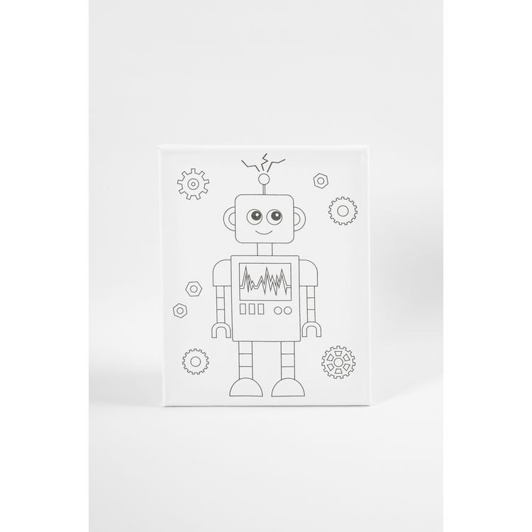 Produktbild: Creativ Company Mal-Leinwand mit Aufdruck, Roboter, T 1,6 cm, Gr&ouml;&szlig;e 24x30 cm, 360 g, 1 Stk