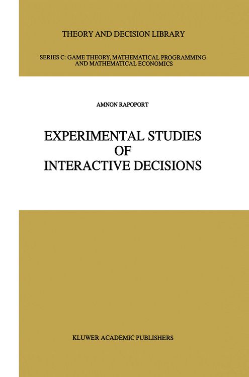 Produktbild: Experimental Studies of Interactive Decisions