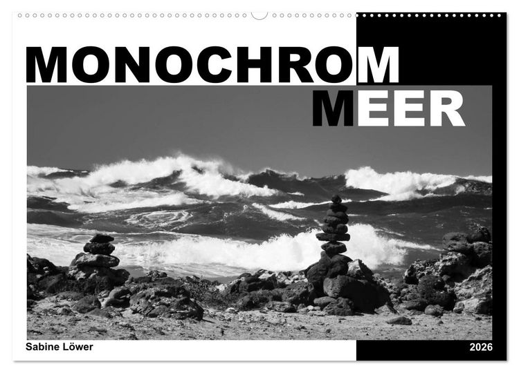 Produktbild: Monochrom Meer (Wandkalender 2026 DIN A2 quer), CALVENDO Monatskalender