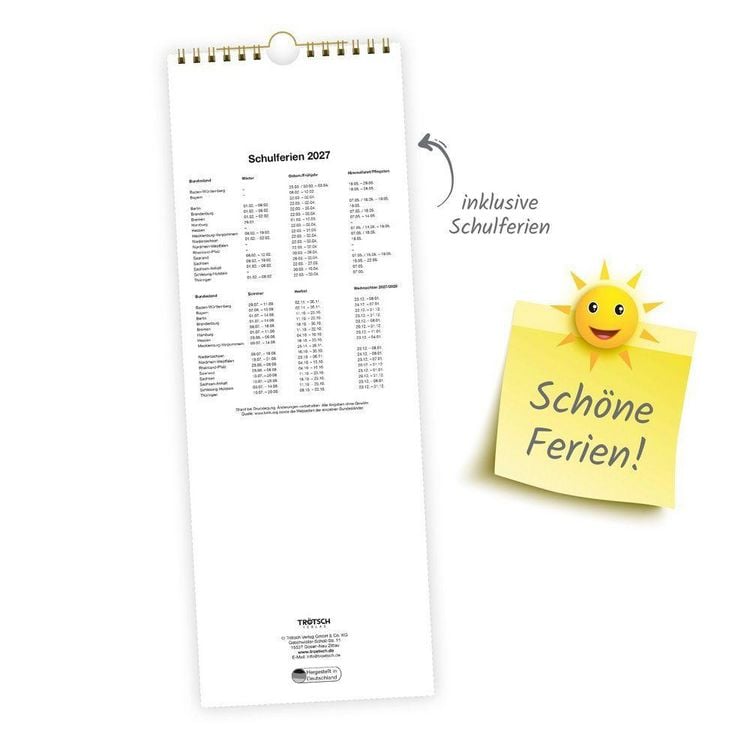 Produktbild: TR&Ouml;TSCH - Maxi-Streifenkalender Bauernkalender 2027 mit Hundertj&auml;hrigem Kalender, Bauernregeln und Ferienterminen
