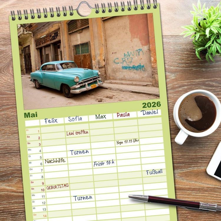 Produktbild: Familienplaner 2026 - Classic Cars of Cuba mit 5 Spalten (Wandkalender, 21 x 45 cm) CALVENDO