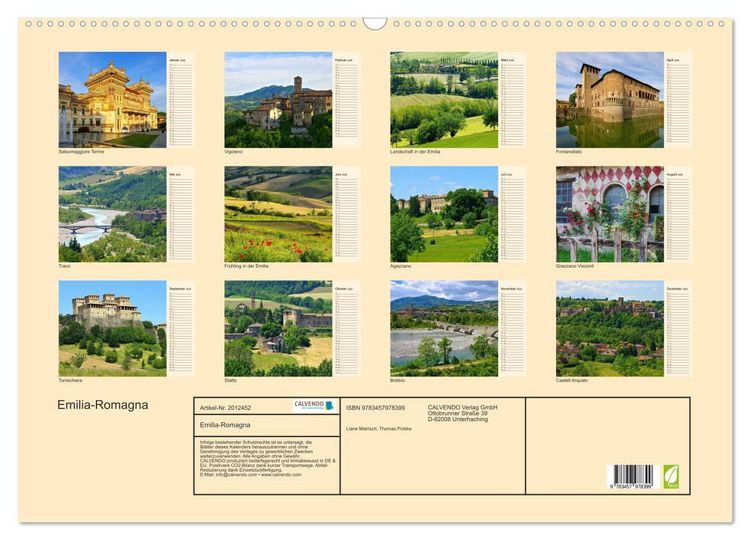 Produktbild: Emilia-Romagna (Wandkalender 2026 DIN A2 quer), CALVENDO Monatskalender