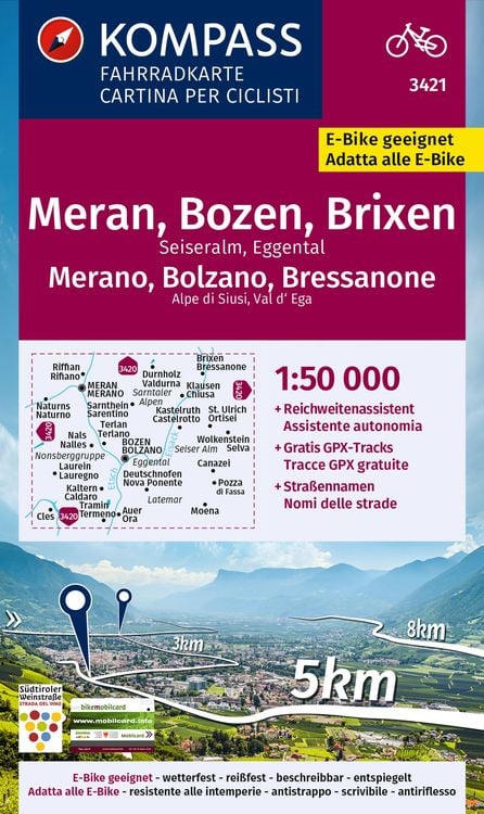 Bild vom Artikel KOMPASS Fahrradkarte 3421 Meran, Bozen und Umgebung 1:50.000 vom Autor 
