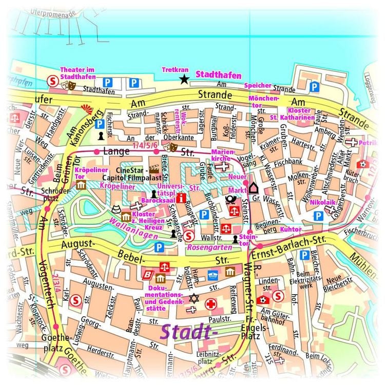 Rostock. Stadtplan 1:16 000