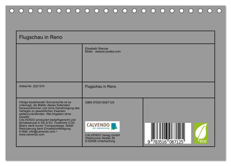 Produktbild: Flugschau in Reno (Tischkalender 2026 DIN A5 quer), CALVENDO Monatskalender