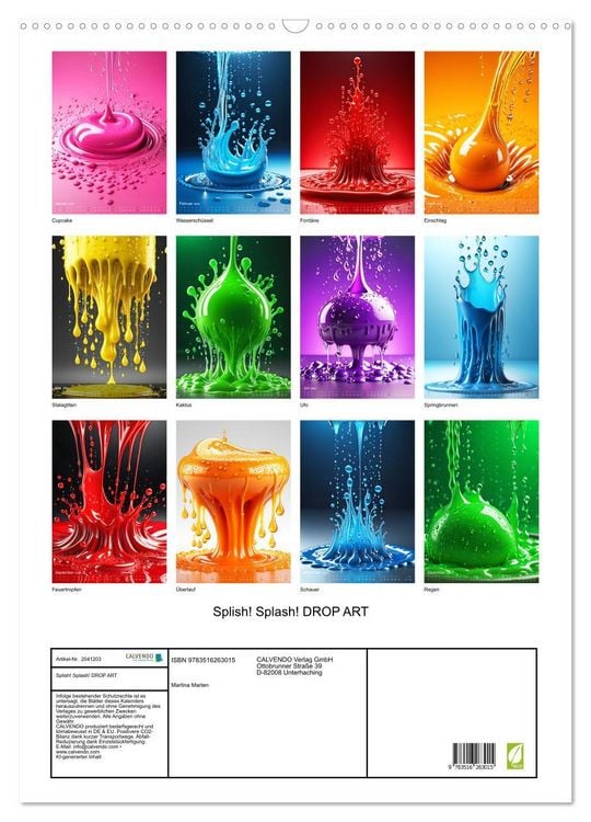 Produktbild: Splish! Splash! DROP ART (Wandkalender 2026 DIN A2 hoch), CALVENDO Monatskalender
