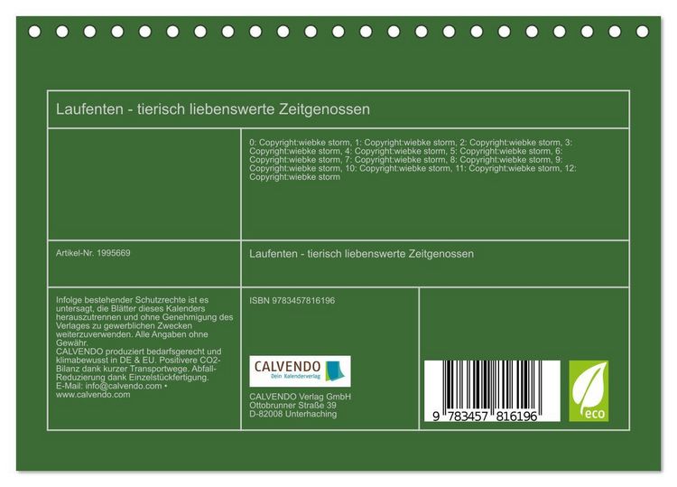 Produktbild: Laufenten - tierisch liebenswerte Zeitgenossen (Tischkalender 2026 DIN A5 quer), CALVENDO Monatskalender