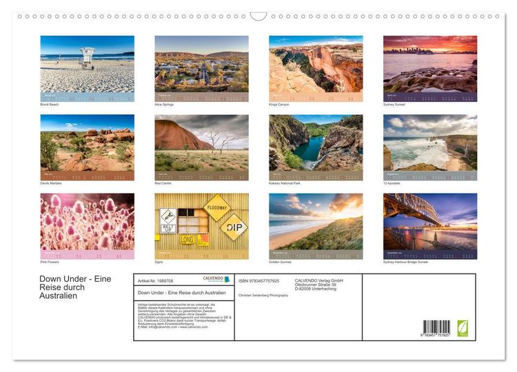 Produktbild: Down Under - Eine Reise durch Australien (Wandkalender 2026 DIN A2 quer), CALVENDO Monatskalender