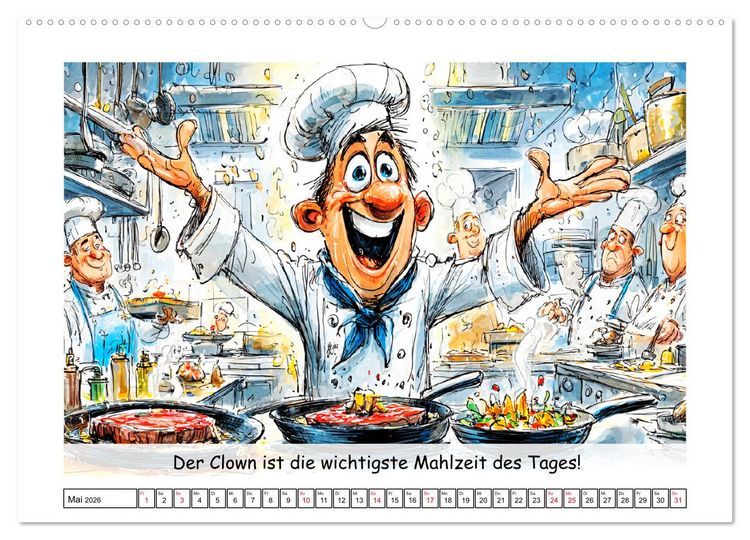 Produktbild: Gro&szlig;k&uuml;che au&szlig;er Kontrolle. Spa&szlig; mit hei&szlig;en T&ouml;pfen und lustigen Spr&uuml;chen (hochwertiger Premium Wandkalender 2026 DIN A2 quer), Kunstdruck in Hochglanz