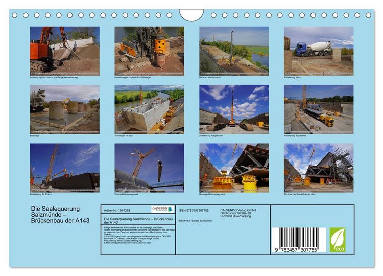 Produktbild: Die Saalequerung Salzm&uuml;nde &ndash; Br&uuml;ckenbau der A143 (Wandkalender 2026 DIN A4 quer), CALVENDO Monatskalender