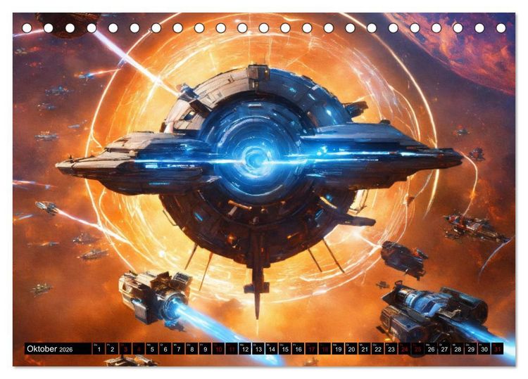 Produktbild: Futuristische Weltraumschlachten (Tischkalender 2026 DIN A5 quer), CALVENDO Monatskalender