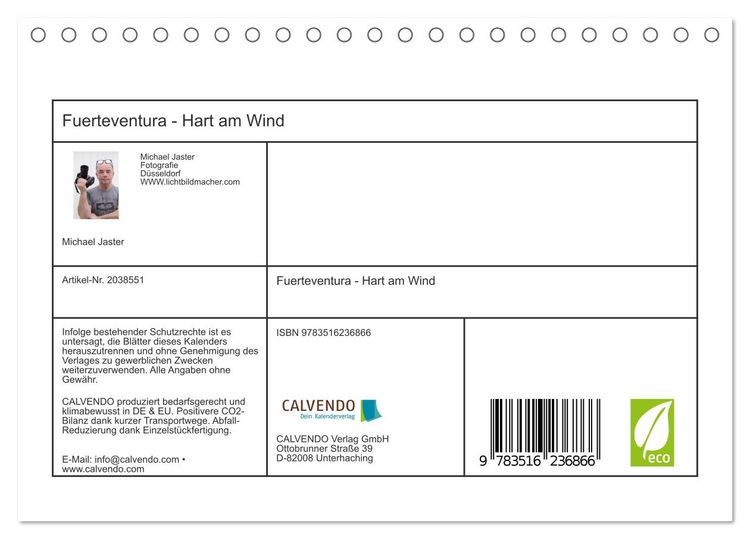 Produktbild: Fuerteventura - Hart am Wind (Tischkalender 2026 DIN A5 quer), CALVENDO Monatskalender