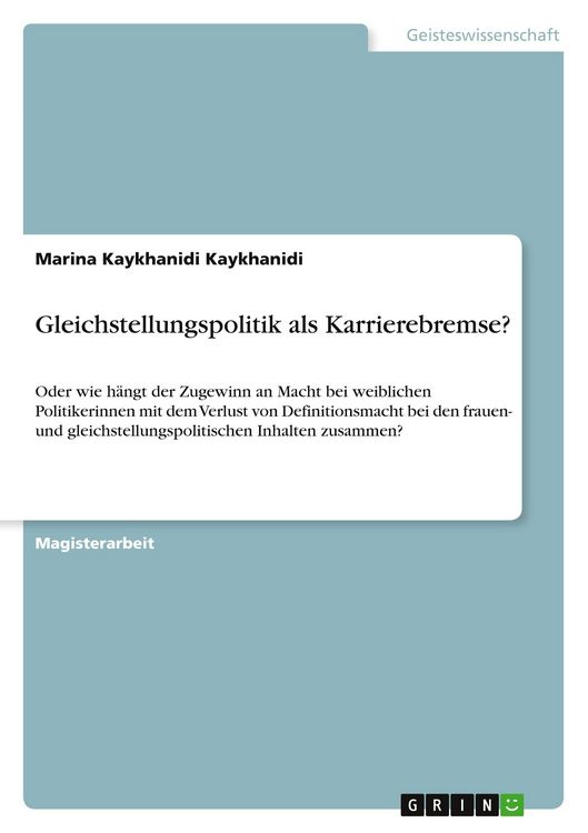 Produktbild: Gleichstellungspolitik als Karrierebremse?