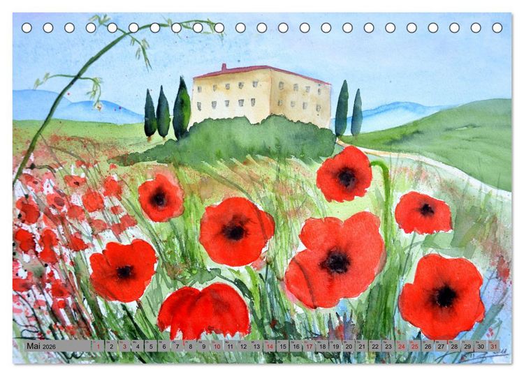 Produktbild: Toskana Aquarelle (Tischkalender 2026 DIN A5 quer), CALVENDO Monatskalender