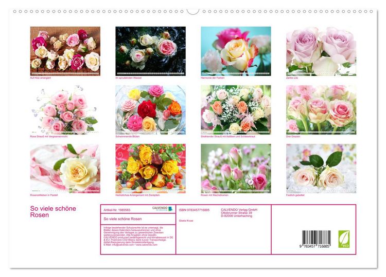 Produktbild: So viele sch&ouml;ne Rosen (hochwertiger Premium Wandkalender 2026 DIN A2 quer), Kunstdruck in Hochglanz