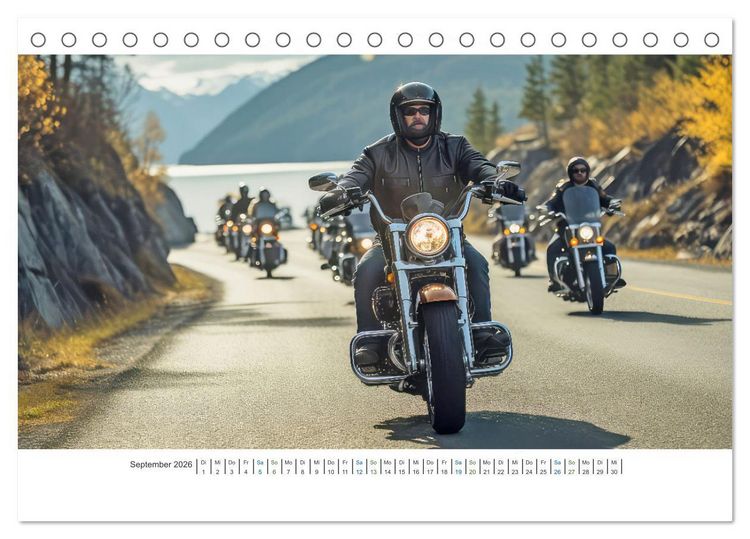 Produktbild: Biker in unendlicher Weite (Tischkalender 2026 DIN A5 quer), CALVENDO Monatskalender