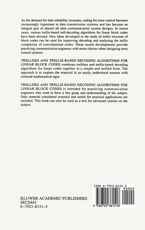 Produktbild: Trellises and Trellis-Based Decoding Algorithms for Linear Block Codes
