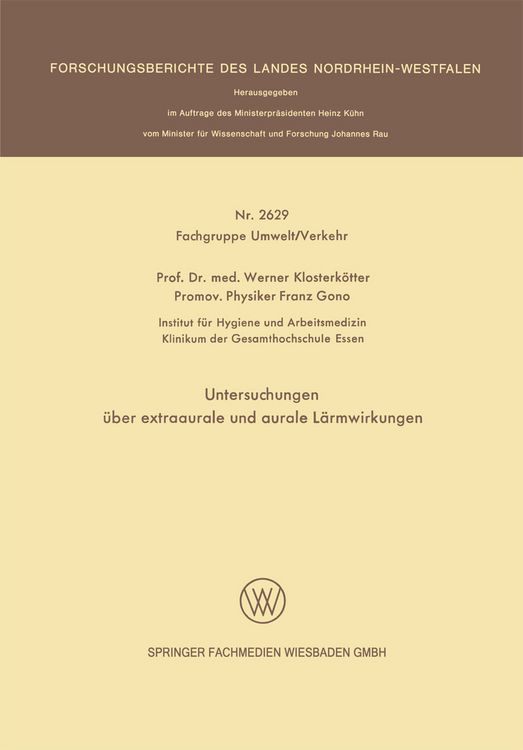 Produktbild: Untersuchungen &uuml;ber extraaurale und aurale L&auml;rmwirkungen