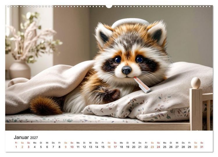 Produktbild: Waschb&auml;ren - Klein. Knuddelig. Herzerw&auml;rmend. (Wandkalender 2027 DIN A2 quer), CALVENDO Monatskalender