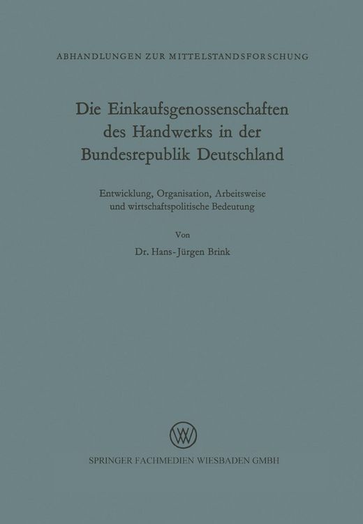 Produktbild: Die Einkaufsgenossenschaften des Handwerks in der Bundesrepublik Deutschland