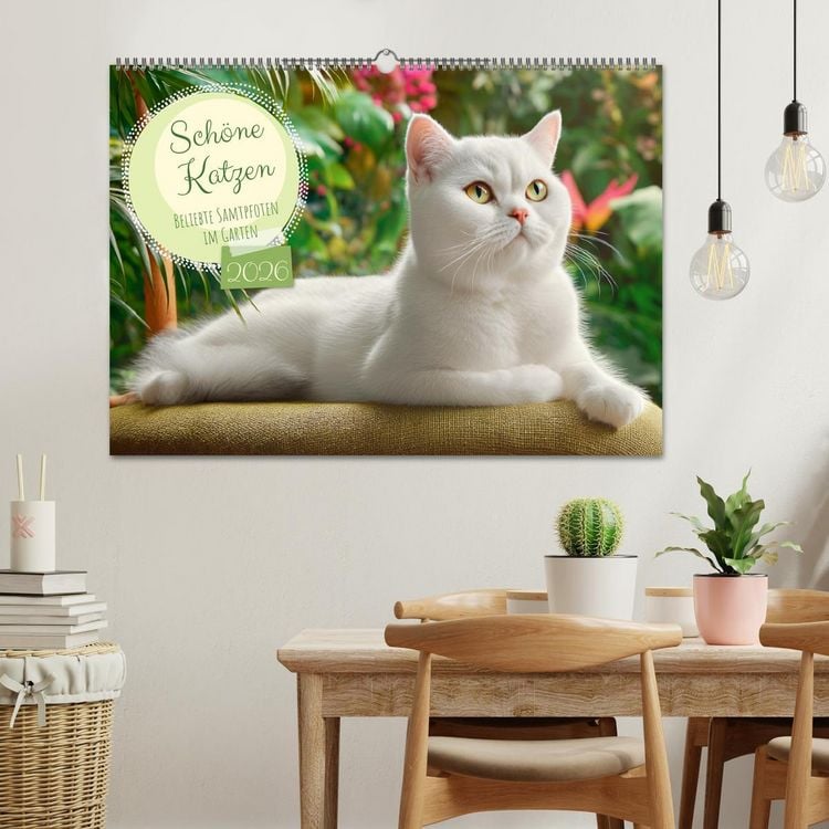 Produktbild: Sch&ouml;ne Katzen. Beliebte Samtpfoten im Garten (Wandkalender 2026 DIN A2 quer), CALVENDO Monatskalender