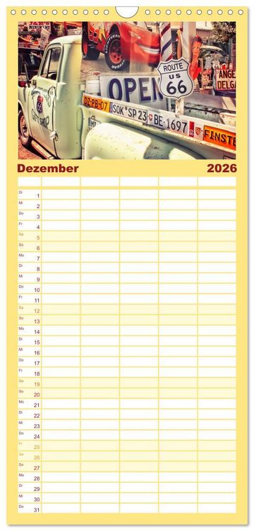 Produktbild: Familienplaner 2026 - Nostalgie auf 2451 Meilen - Route 66 mit 5 Spalten (Wandkalender, 21 x 45 cm) CALVENDO